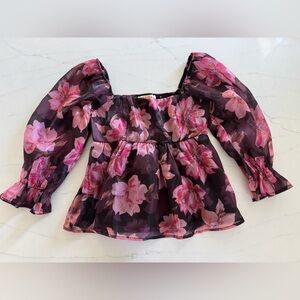 Floral Silky Long Sleeve Top